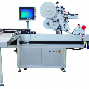 Horizontal self-adhesive pharmaceutical labeling machine